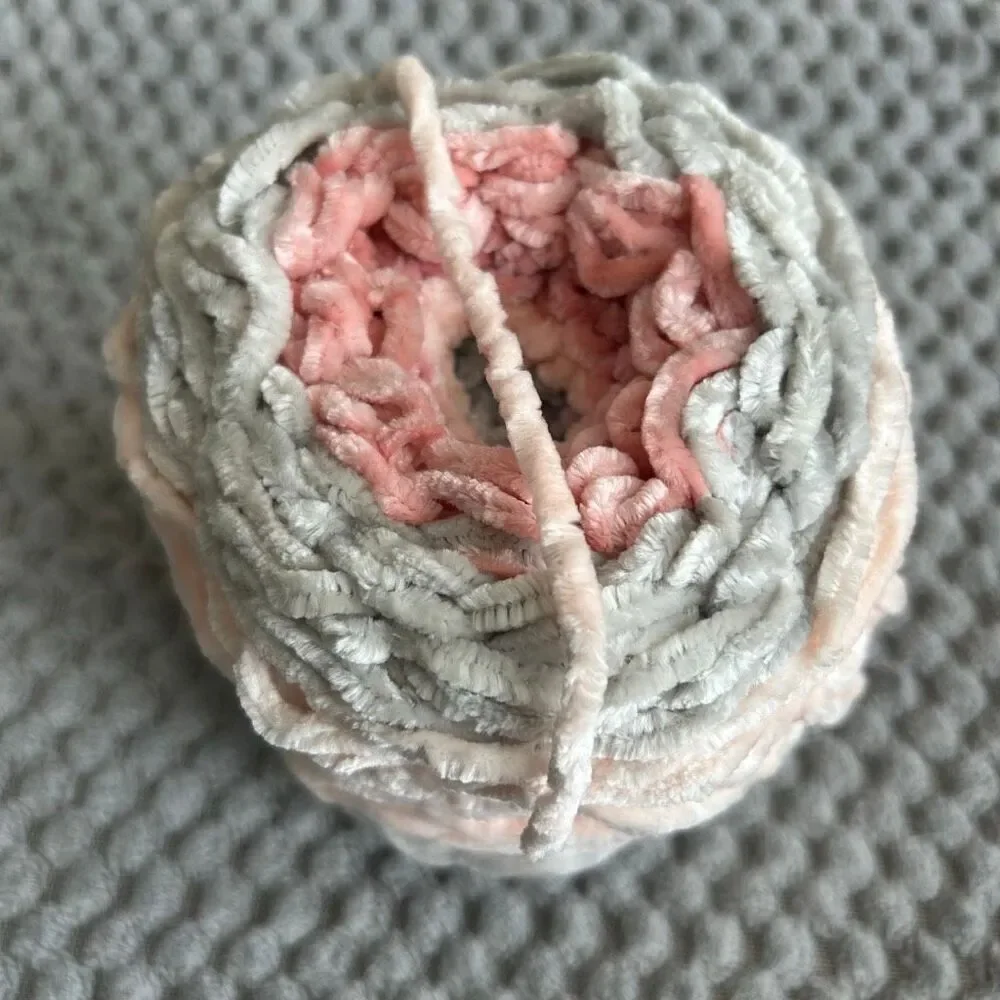 Large Roll Chenille Yarn Pink Mauve Gray